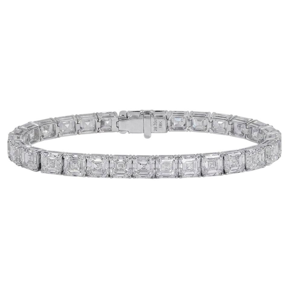 GIA Certified 29 Carat Asscher Cut Diamond Tennis Bracelet in 18k White Gold