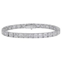 GIA Certified 29 Carat Asscher Cut Diamond Tennis Bracelet in 18k White Gold