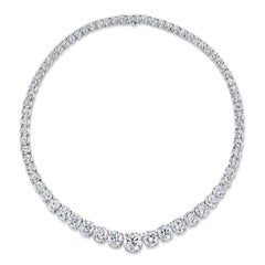 GIA Certified 29 Carat Flawless/VS Clarity Riviera Diamond Platinum Necklace