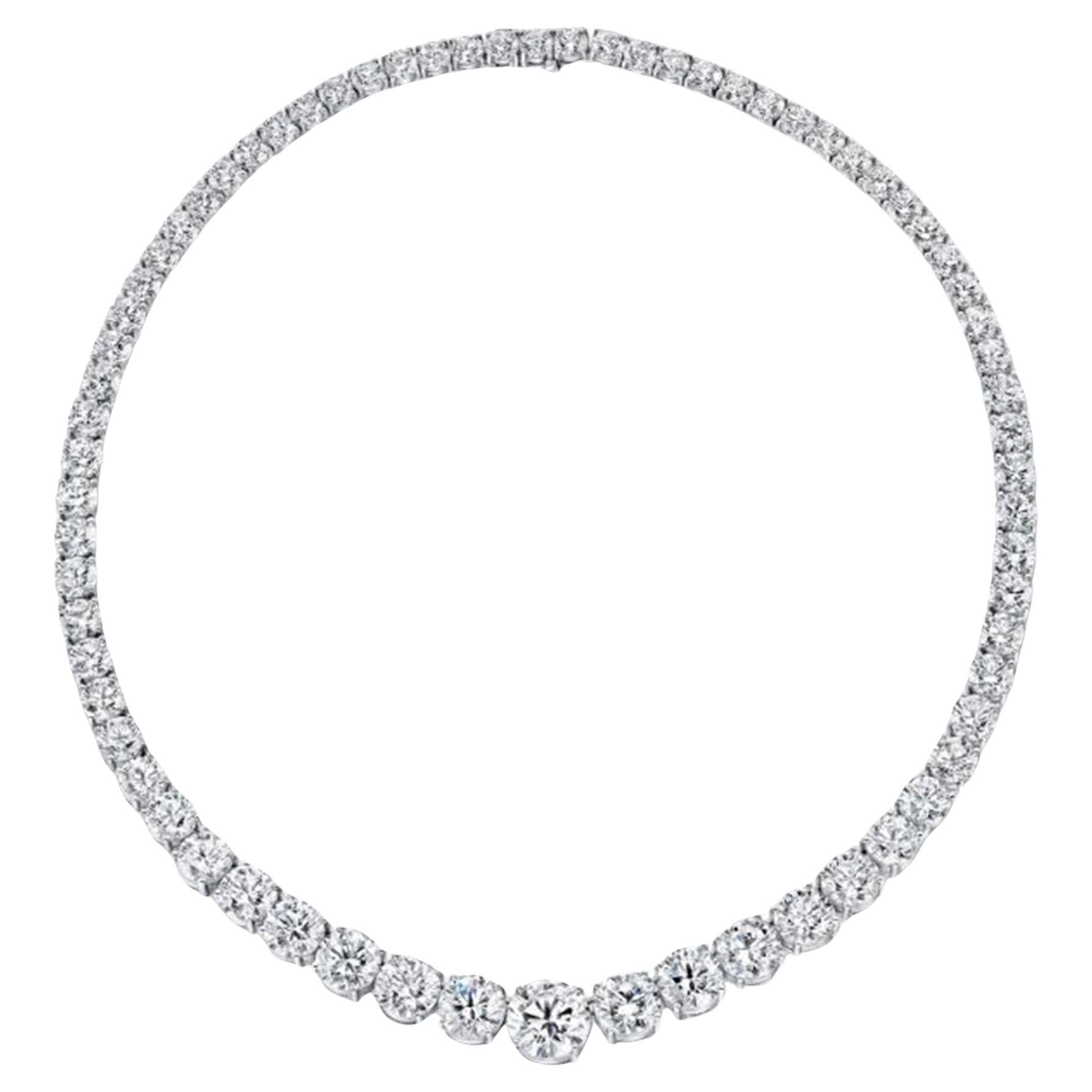 GIA Certified 29 Carat Flawless/VS Clarity Riviera Diamond Platinum Necklace For Sale