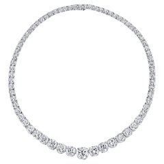 GIA Certified 29 Carat Flawless/VS Clarity Riviera Diamond Platinum Necklace