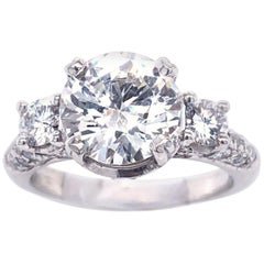 GIA zertifiziert 2::9 Karat runde Diamanten klassische Pave Platin Ring 10::4 G