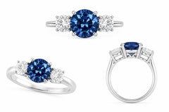 GIA Certified 2.90 Carat Ceylon Blue Sapphire & Diamond Ring in Platinum