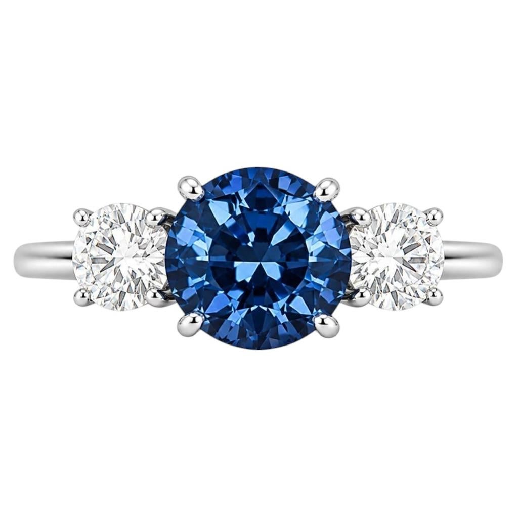 GIA Certified 2.90 Carat Ceylon Blue Sapphire & Diamond Ring in Platinum