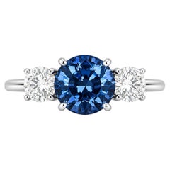 GIA Certified 2.90 Carat Ceylon Blue Sapphire & Diamond Ring in Platinum