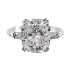 GIA Certified 3 Carat Cushion Modified Brilliant Diamond Platinum Ring