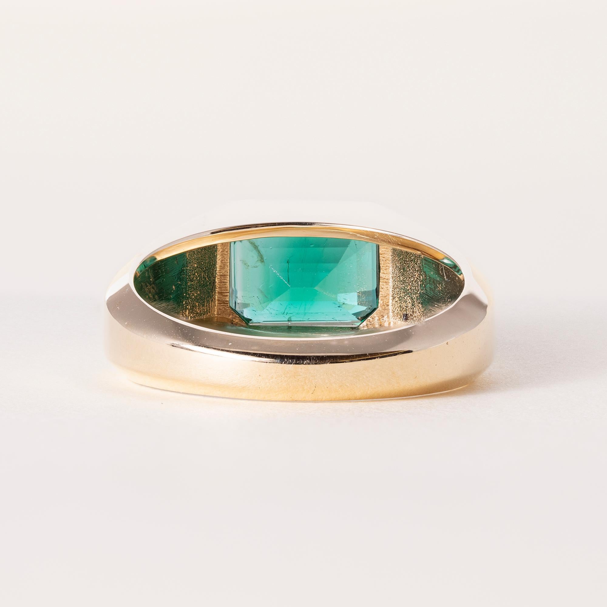 GIA zertifiziert 2,90 Karat sambischen Smaragd Solitär Siegelring in 14K Gold für Damen oder Herren im Angebot