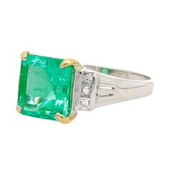 GIA Certified 2.91 Carat Colombian Emerald & Diamond Platinum Ring