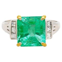 GIA Certified 2.91 Carat Colombian Emerald & Diamond Platinum Ring