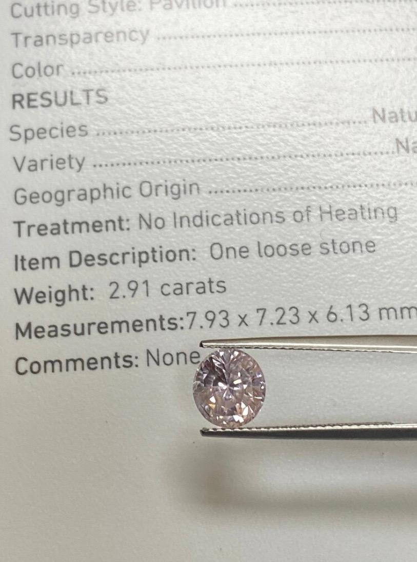 Oval Cut GIA Certified 2.91 Carat Oval Light Pink No Heat Sapphire For Sale