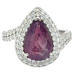 GIA zertifiziert 2,91 Karat Birnenschliff Ungeheizter Kaschmir Saphir Diamant Ring