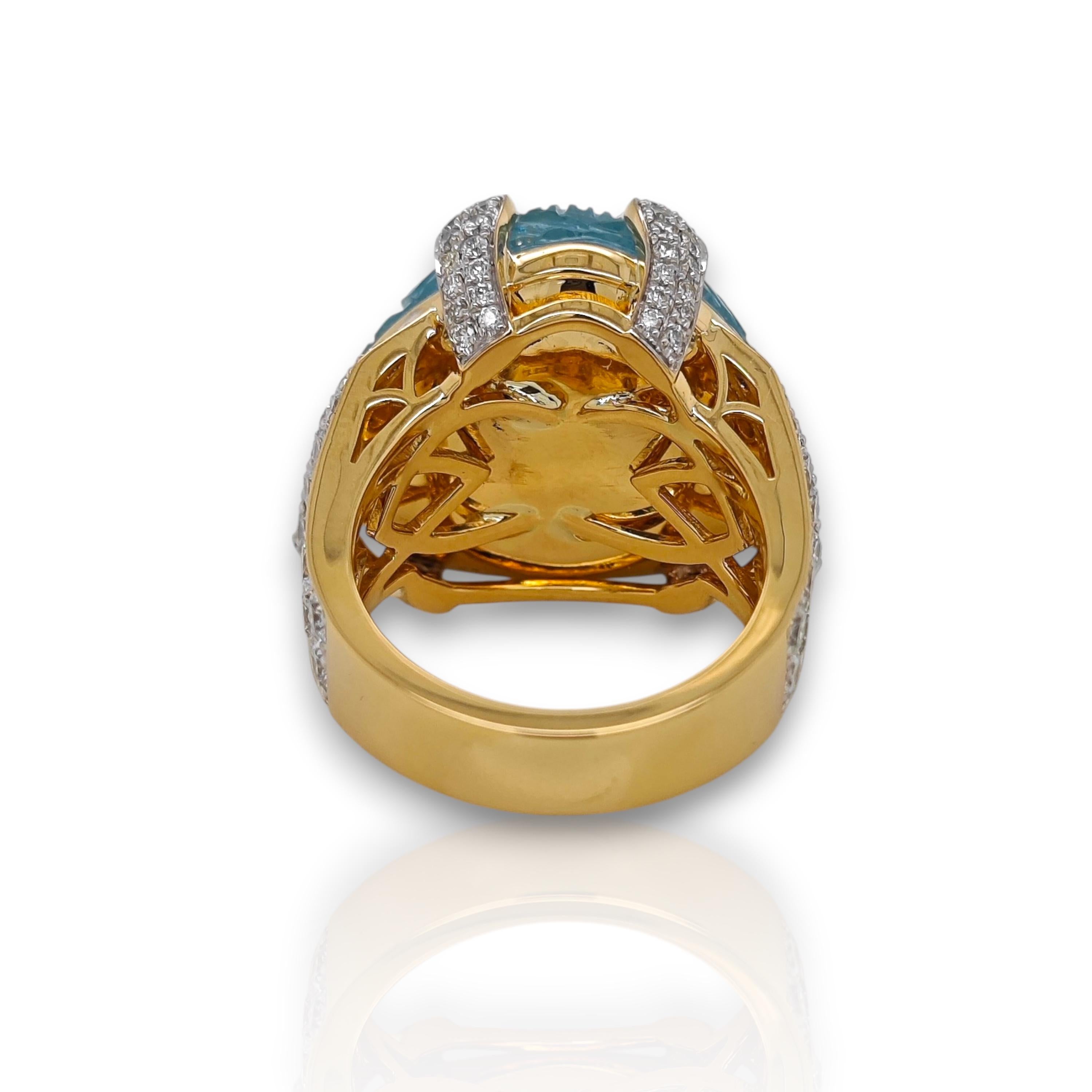 1 gemma di acquamarina: 26,88 carati
102 diamanti tondi bianchi: 2,27 carati
Metallo: Oro bianco 18 carati, 14,20 grammi
Certificato GIA # 2231411384
