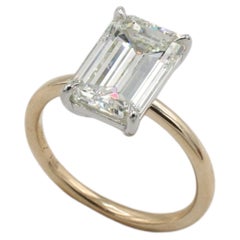GIA Certified 2.92 Carat L SI1 Natural Emerald Cut Diamond Engagement Ring