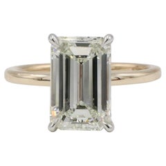 GIA Certified 2.92 Carat L SI1 Natural Emerald Cut Diamond Engagement Ring