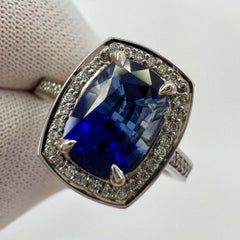 GIA Certified 2.92ct Bi Colour Ceylon Sapphire 18k White Gold Diamond Halo Ring