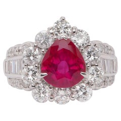 GIA Certified 2.93 Carat Burma Ruby 2.00 Carat Diamond PT900 Engagement Ring