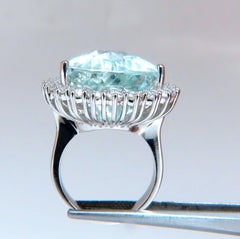 GIA Certified 29.31ct Natural Pear Shaped Aquamarine Diamonds Ring 14kt 12399*