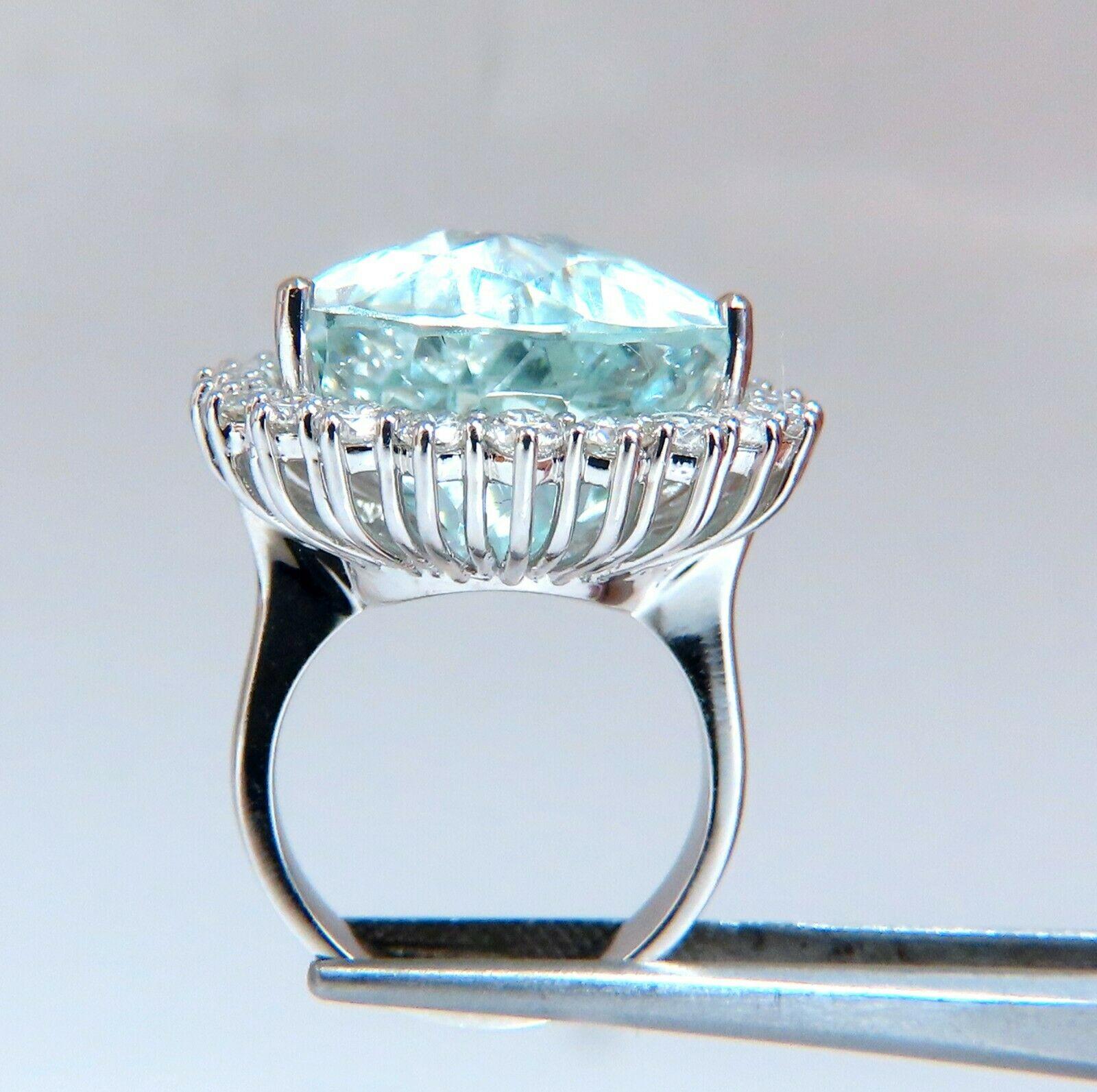 GIA Certified 29.31 Carat Natural Pear Shaped Aquamarine Diamonds Ring 14 Karat 1