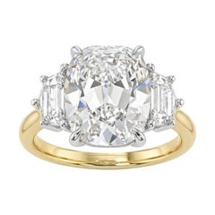GIA-zertifiziert 3 Karat Kissen modifizierte Brillant Diamant Drei-Stein-Ring