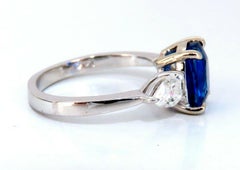 GIA Certified 2.94ct Natural No Heat Blue Sapphire Diamonds Ring 14kt*