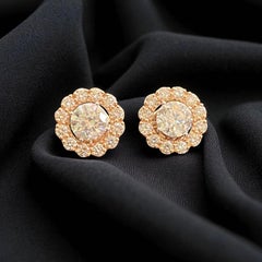 GIA Certified 2.95 Carat D/VVS1 Round Diamond Convertible Halo Earrings 14K Gold
