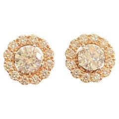 GIA Certified 2.95 Carat D/VVS1 Round Diamond Convertible Halo Earrings 14K Gold