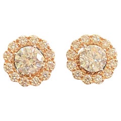 GIA Certified 2.95 Carat D/VVS1 Round Diamond Convertible Halo Earrings 14K Gold