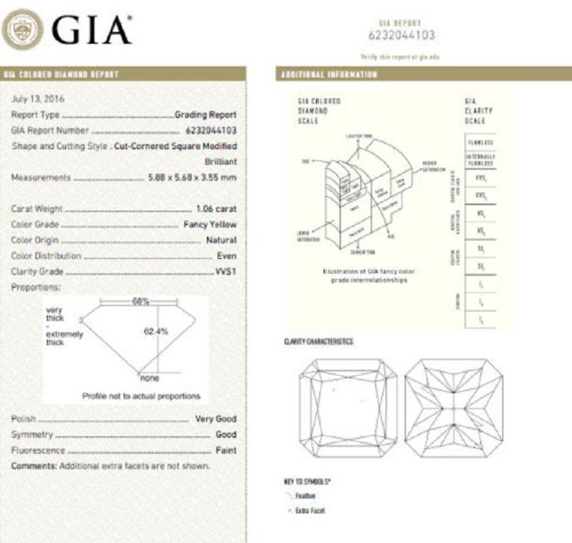 GIA Certified 2.95ct natural Fancy Yellow diamonds mens ring 18kt Hexagon Deck For Sale 1