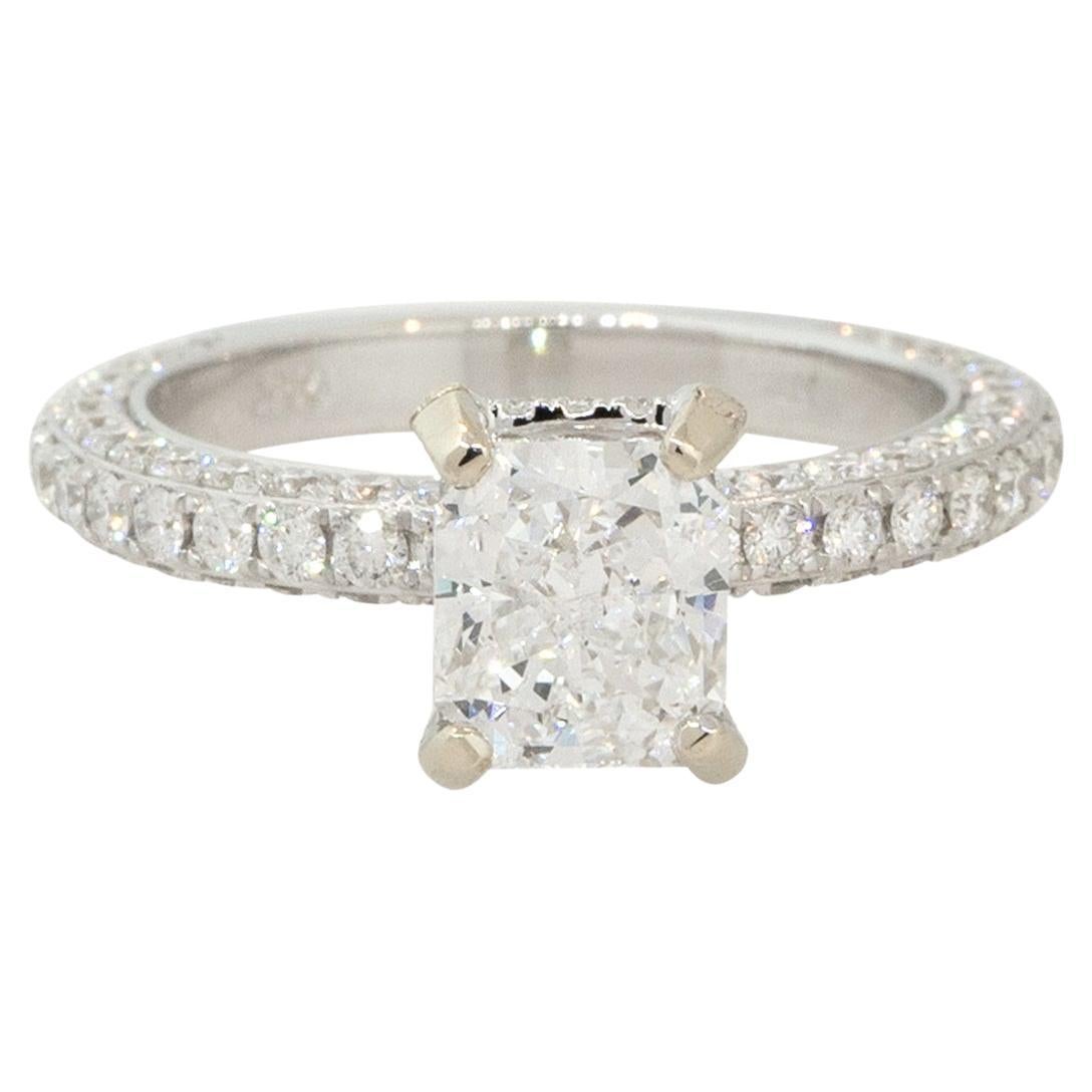 GIA Certified 2.97 Carat Radiant Cut Diamond Engagement Ring 18 Karat in Stock