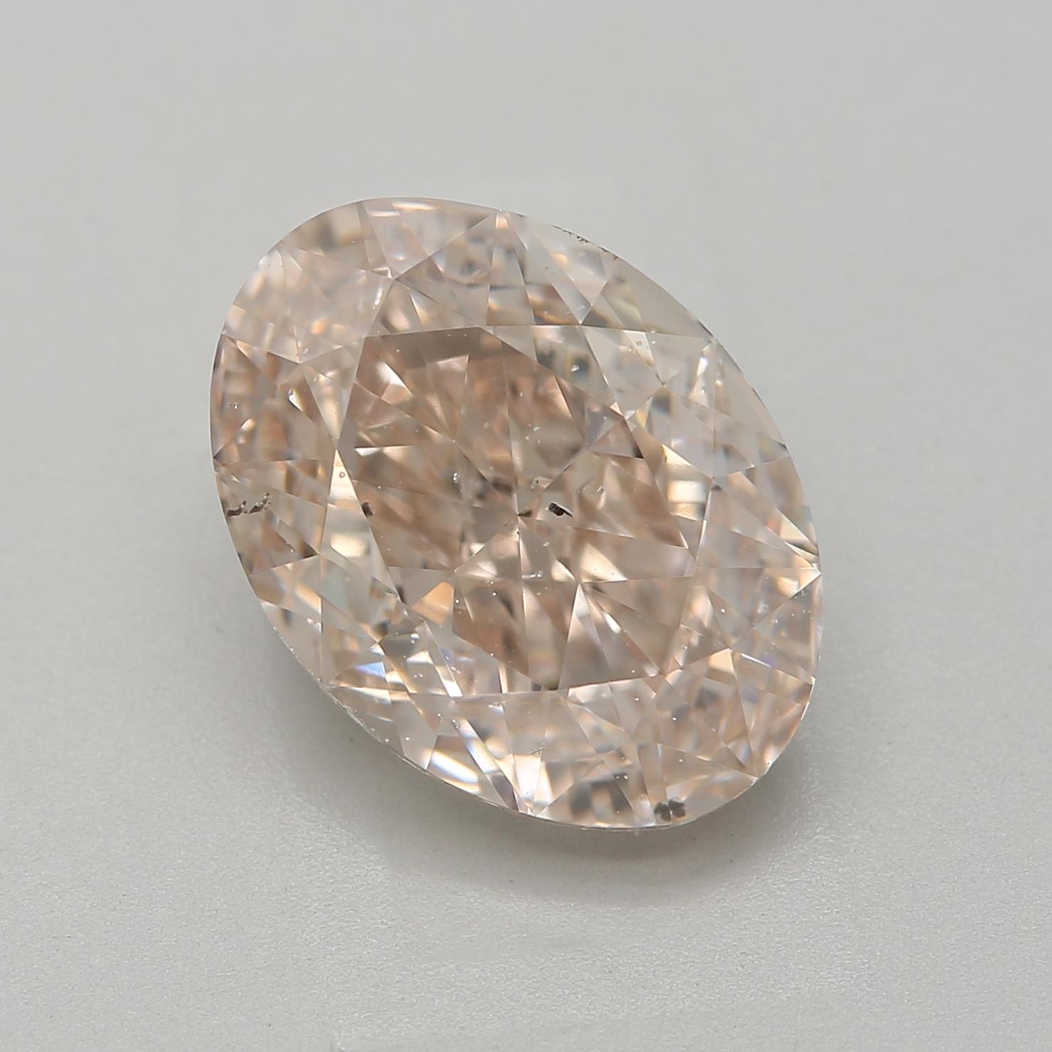 GIA-zertifiziert 2,98 Karat Light Pinkish Brown SI2 Clarity Diamant (Ovalschliff) im Angebot