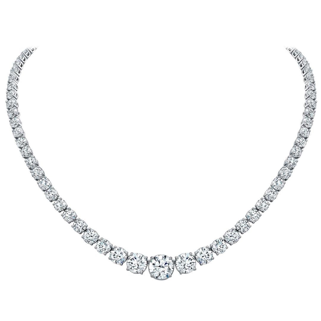 GIA Certified 29.85 Carat Diamond Graduated Riviera Necklace