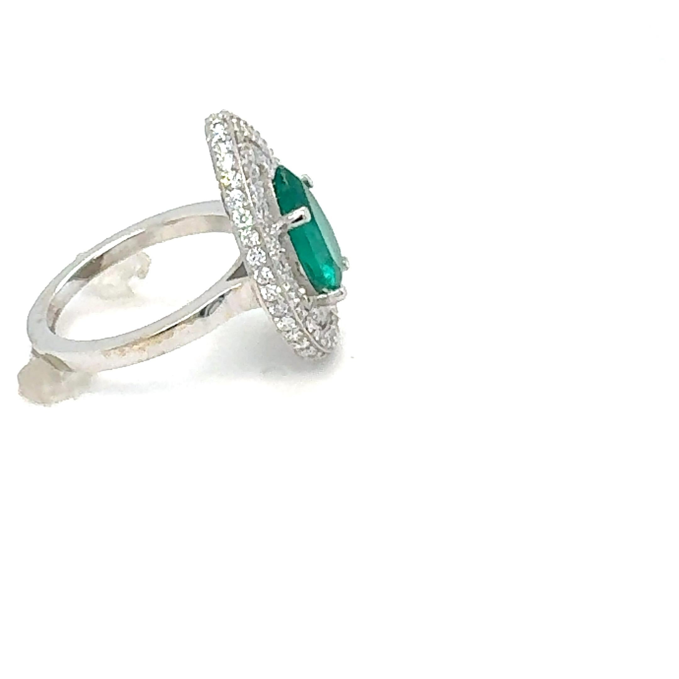 Women's GIA Certified 2.99 Carat Double Halo Colombian Emerald Diamond White Gold Ring