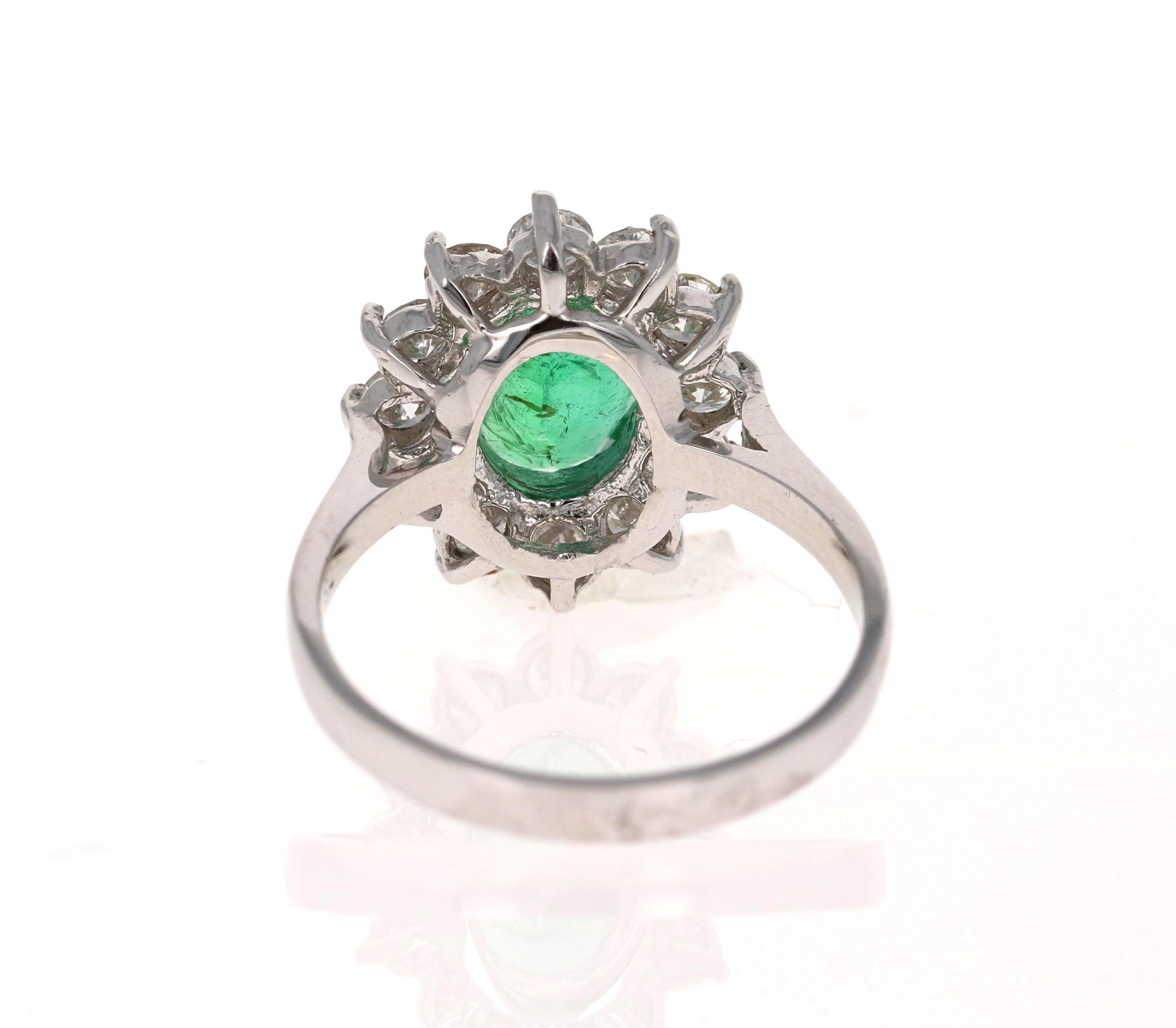 Modern GIA Certified 2.99 Carat Emerald Diamond 18 Karat White Gold Engagement Ring