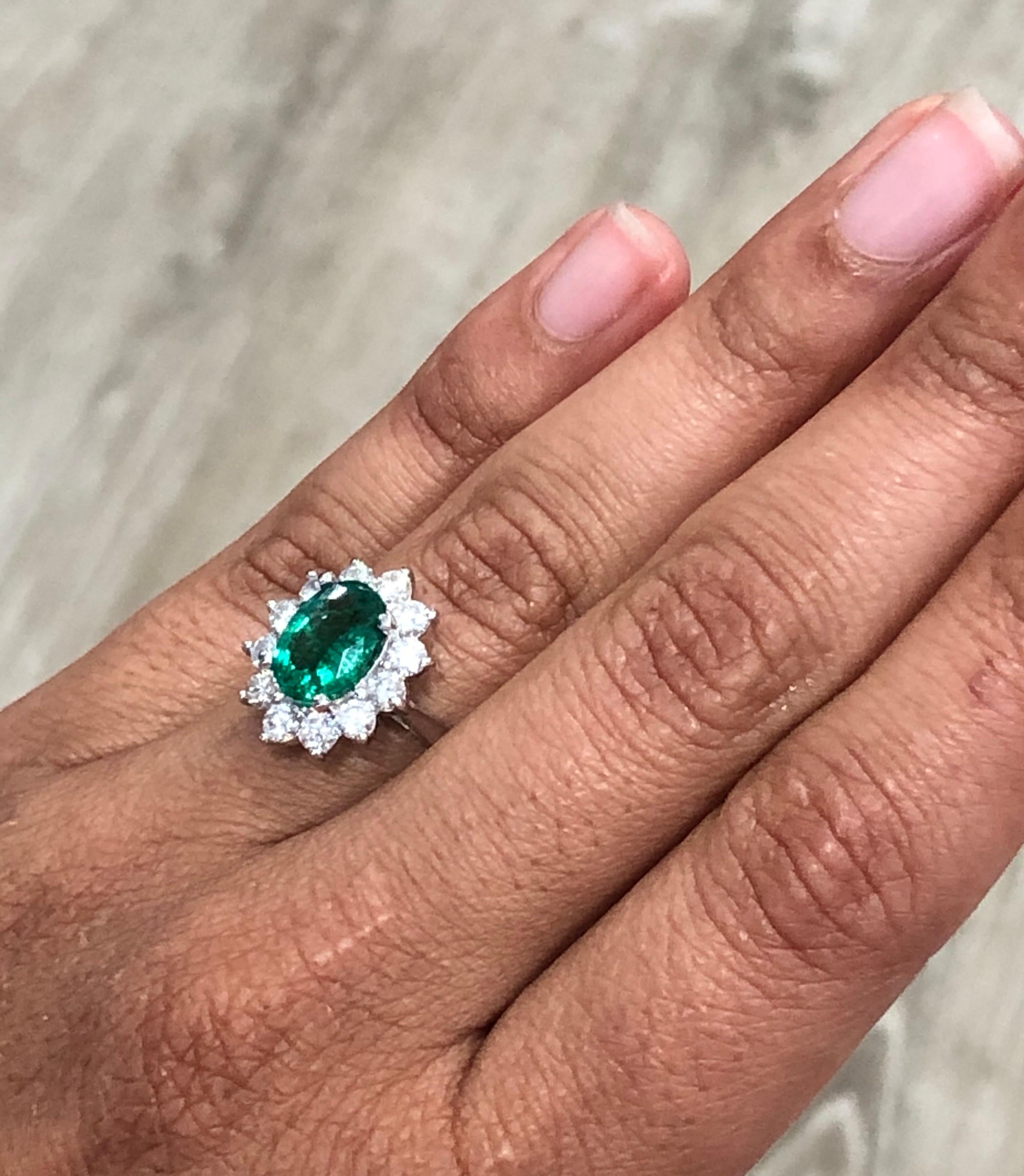 GIA Certified 2.99 Carat Emerald Diamond 18 Karat White Gold Engagement Ring In New Condition In Los Angeles, CA