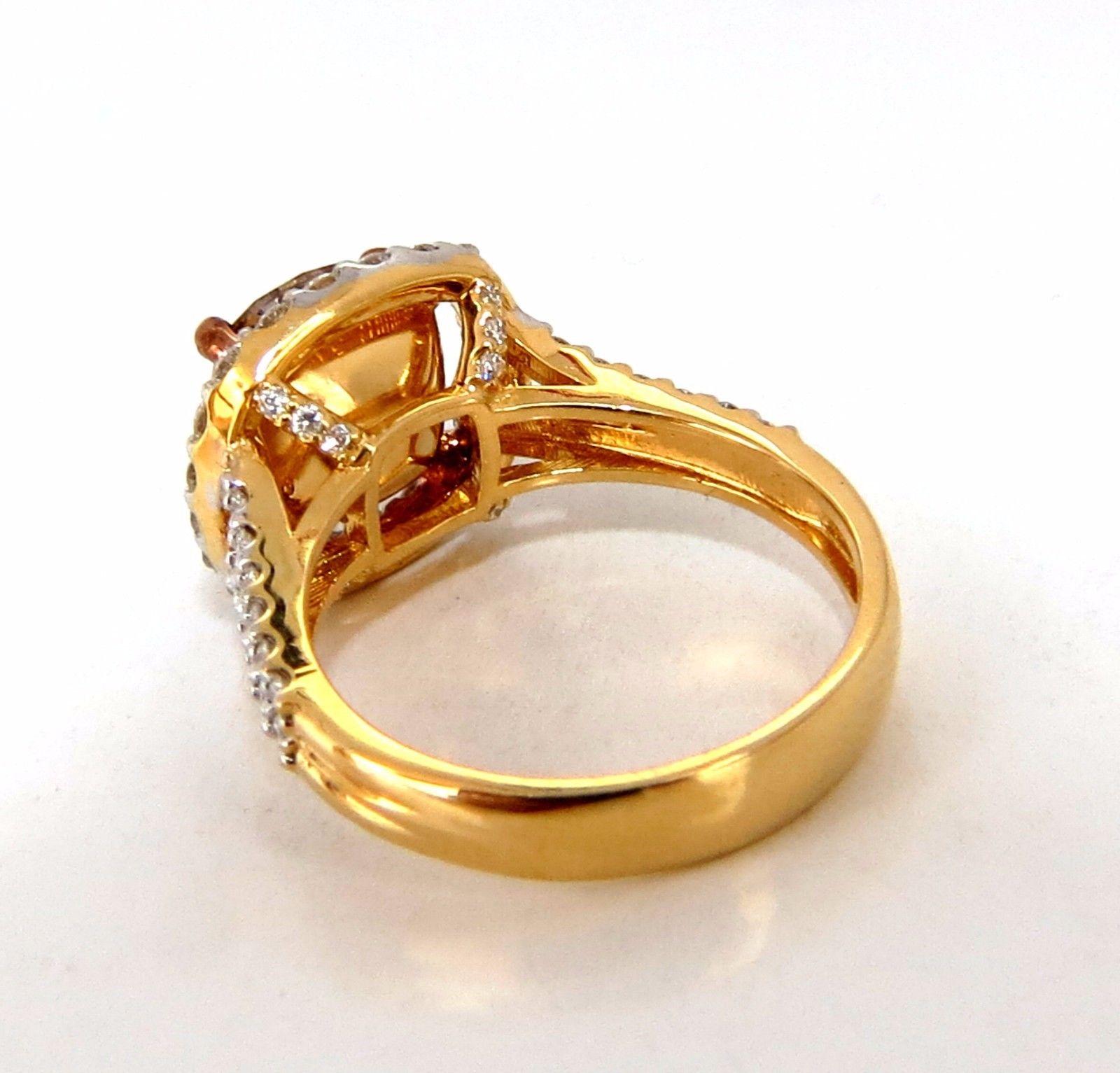 Women's or Men's GIA Certified 2.99 Carat Fancy Brown Yellow Diamond Ring Halo Cluster 18 Karat For Sale