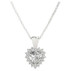 GIA Certified 2ct Heart Diamond Sunshine Halo Yellow Gold Pendant