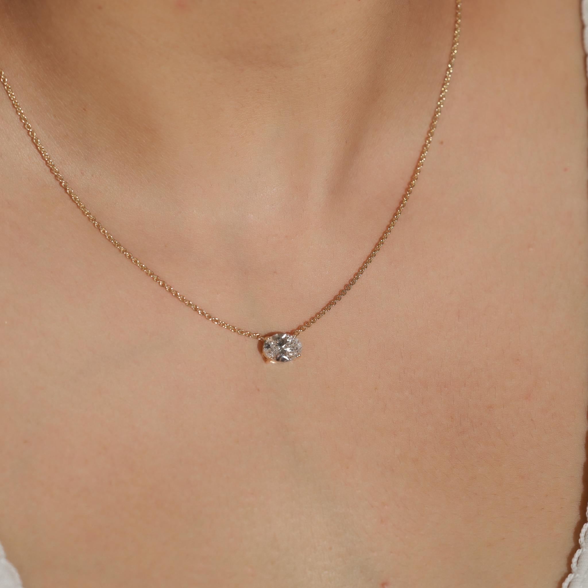 Pendentif solitaire en or jaune 18 carats, certifié GIA, avec diamant naturel de taille ovale de 2 ct. en vente 5