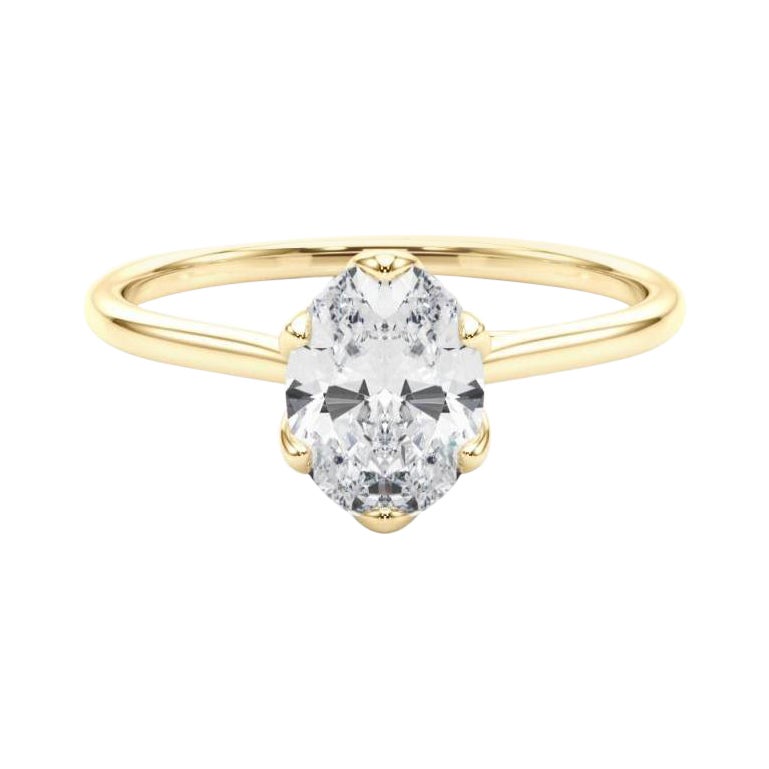 GIA Certified 2ct Oval Solitaire Tulip Rose Diamond Ring For Sale
