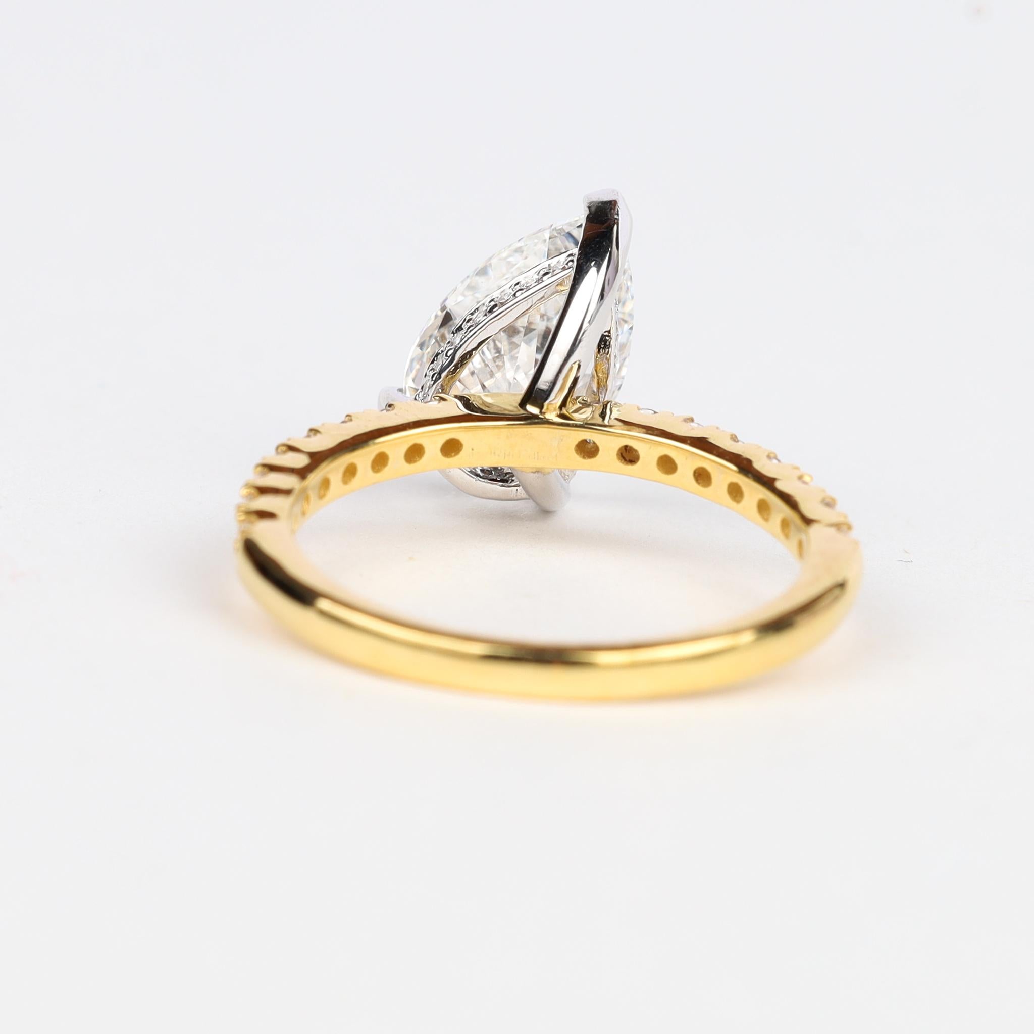 GIA-zertifizierter 2-Karat-Diamant-Solitär-Verlobungsring mit Birnenschliff aus 18 Karat Gelbgold im Angebot 2