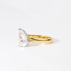 GIA Certified 2ct Pear-Cut Diamond Solitaire Engagement Ring in Two-Tone 18KGold