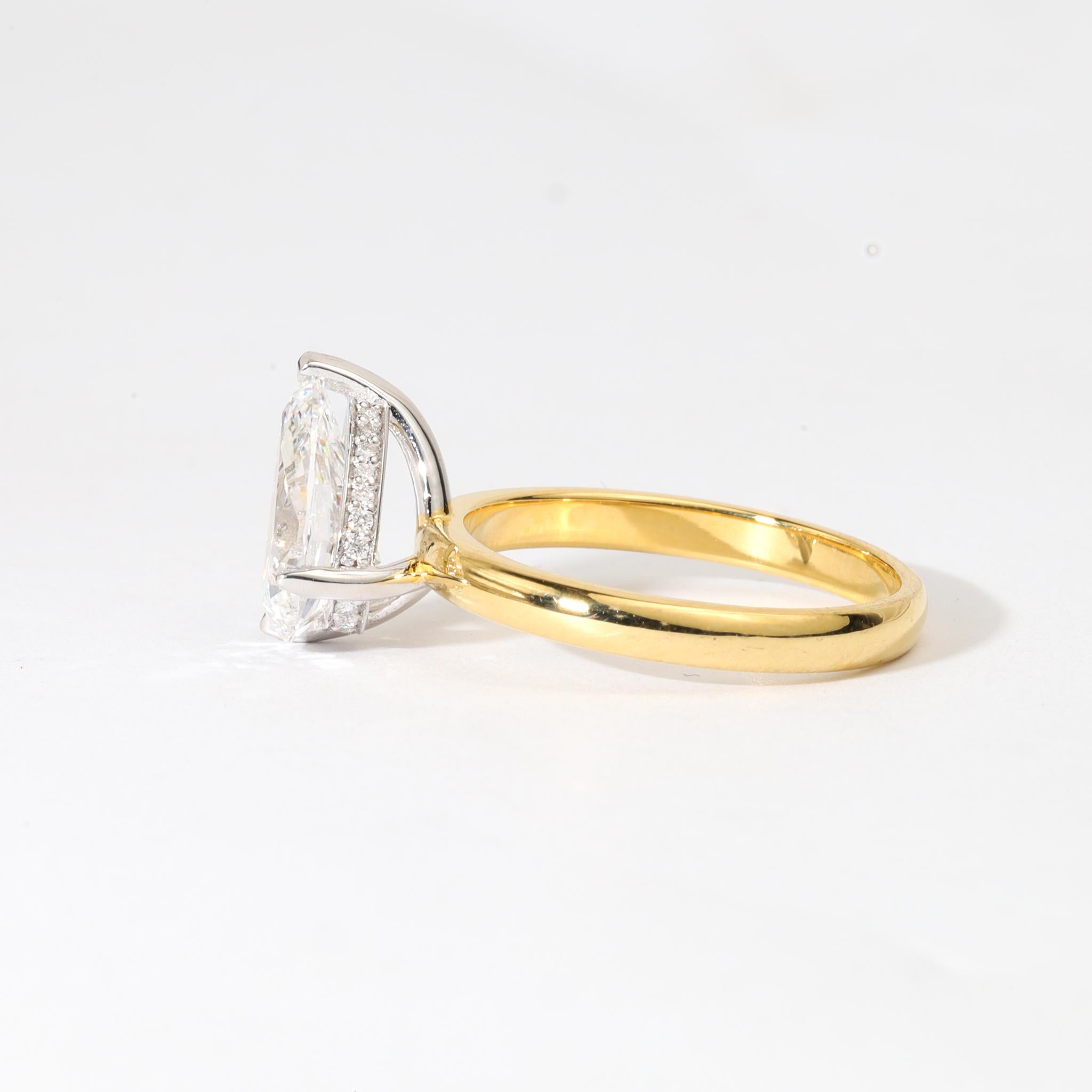 GIA bescheinigt 2ct Pear-Cut Diamant Solitär Verlobungsring in zwei-Ton 18KGold (Art déco) im Angebot