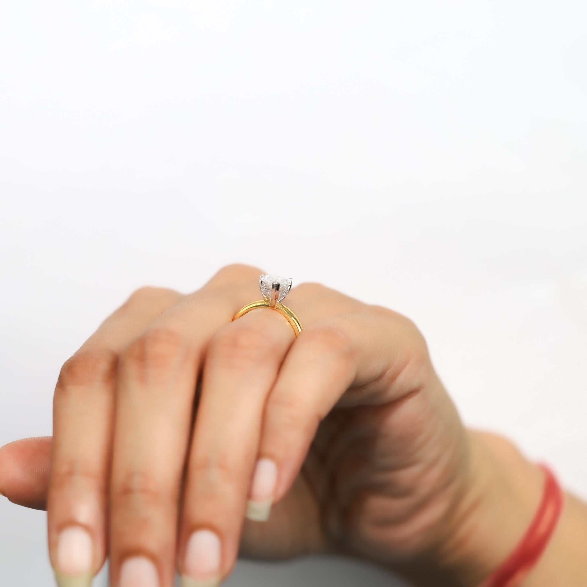 GIA bescheinigt 2ct Pear-Cut Diamant Solitär Verlobungsring in zwei-Ton 18KGold im Angebot 2