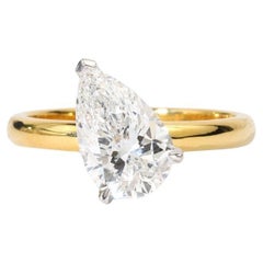 GIA bescheinigt 2ct Pear-Cut Diamant Solitär Verlobungsring in zwei-Ton 18KGold