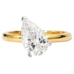 GIA Certified 2ct Pear-Cut Diamond Solitaire Engagement Ring in Two-Tone 18KGold