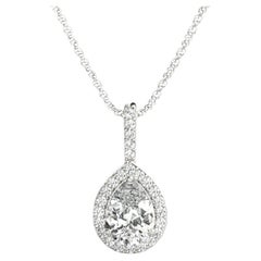GIA zertifiziert 2ct Pear Diamond Tapered Halo Anhänger Halskette