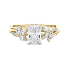 Bague en diamant certifié GIA 2ct Radiant Entwined Garden Flower Vine