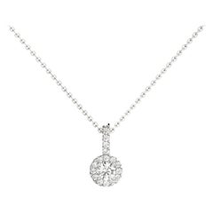 GIA Certified 2ct Round Diamond Petite Halo White Gold Pendant Necklace