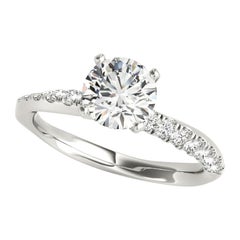 GIA Certified 2ct Round Twisted Pave Band Solitaire Platinum Diamond Ring