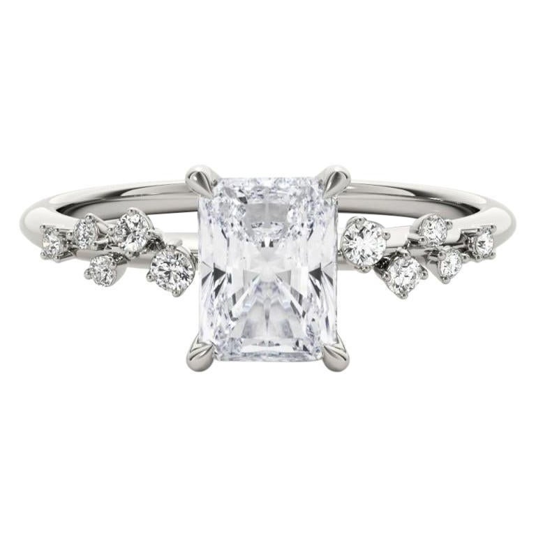 GIA Certified 2ct Trellis Vine Cluster Radiant Platinum Diamond Ring