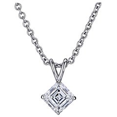 GIA Certified 3/4 Carat Asscher Cut Platinum Pendant